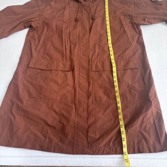 Eileen Fisher Light Organic Cotton Nylon Jacket Womens L Brown Hooded Full Zip - Picture 9 of 10